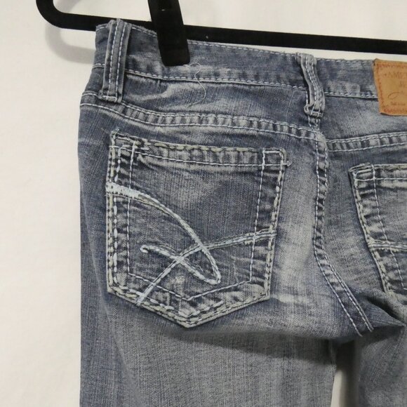 AMETHYST | 14 inch waist measured | Distressed Faded Blue Flare Jeans - Picture 10 of 16